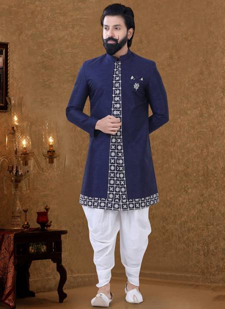 Navy Blue Colour New Printed Ethnic Wear Cotton Mens Indo Western Collection KS 1559